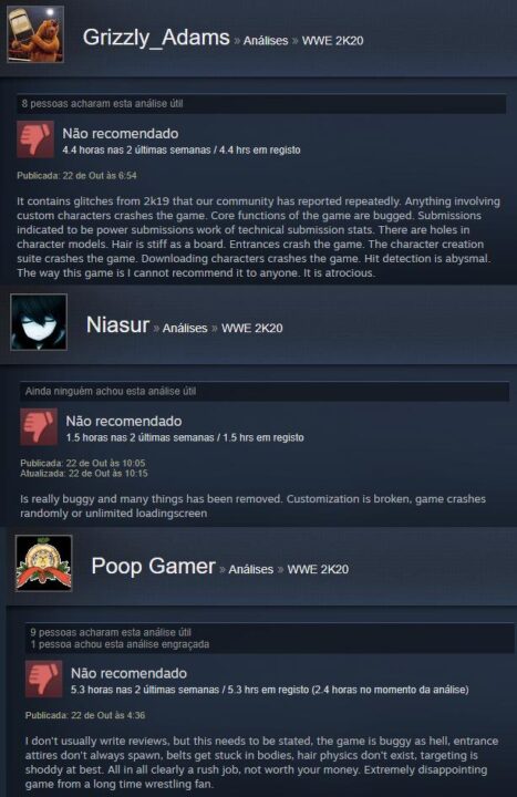 WWE 2K20 recebe massiva reprova&ccedil;&atilde;o dos jogadores