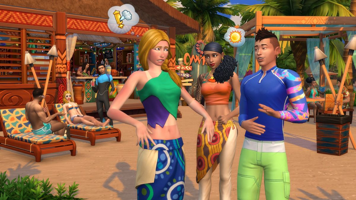 Foto de lan&ccedil;amento da DLC "The Sims 4: Ilhas Tropicais".