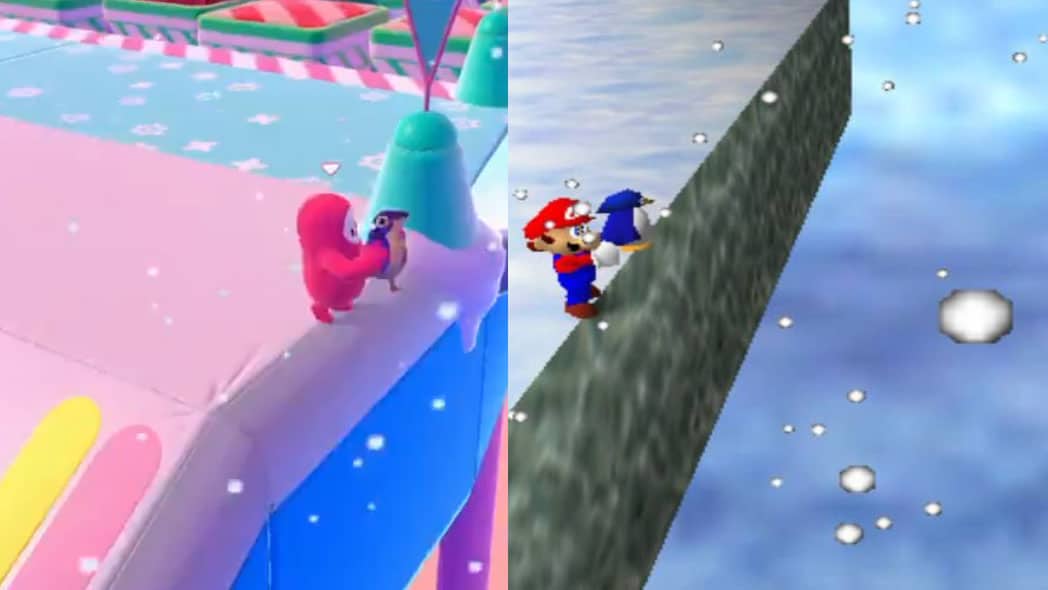 Fall Guys faz refer&ecirc;ncia a Mario 64 com arremesso de pinguim