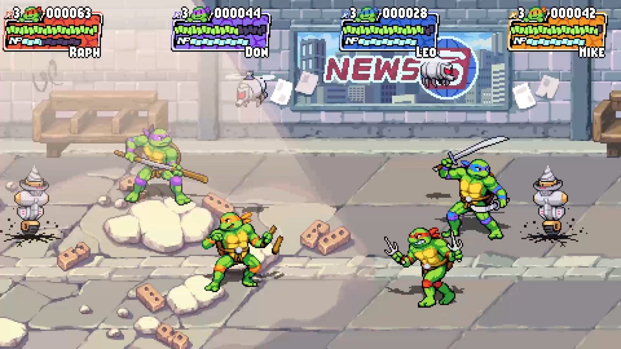 Screenshot do novo jogo das Tartarugas Ninja, Shredder's Revenge.