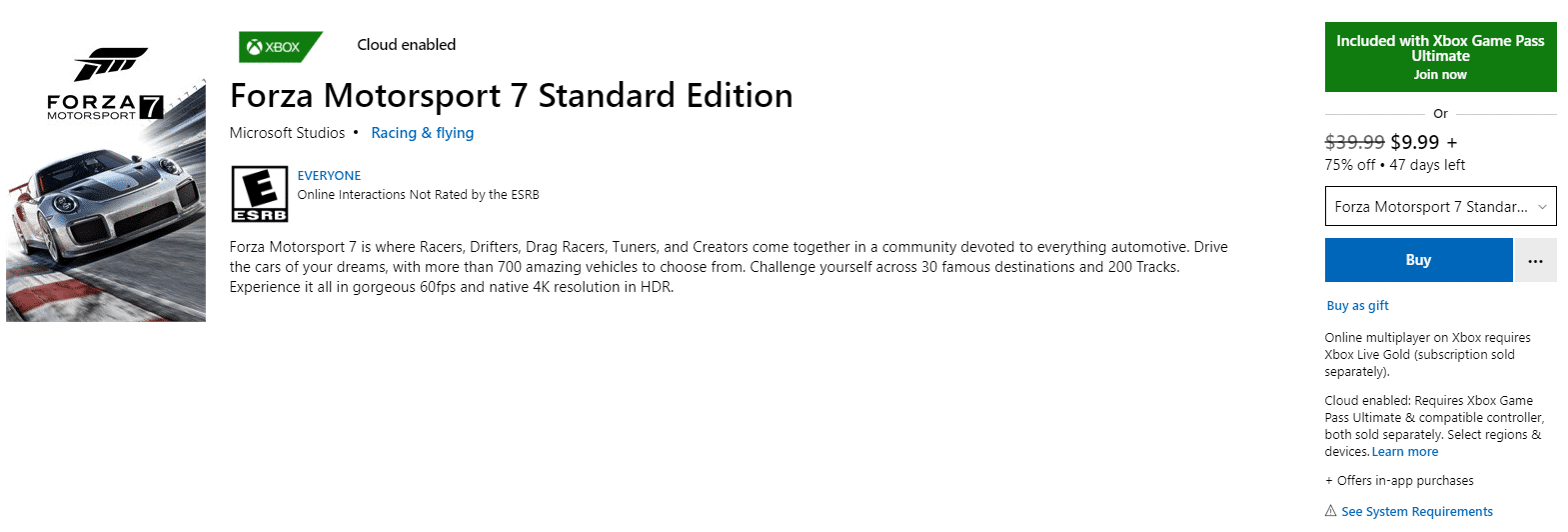 Forza Motorsport 7 75% OFF