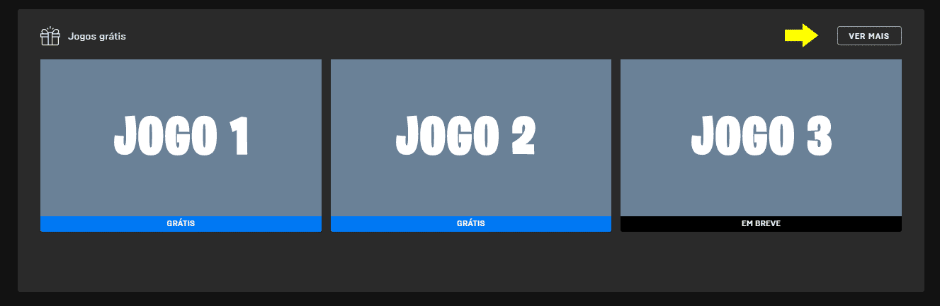 Campo com jogos gr&aacute;tis da semana no site da Epic Games Store.