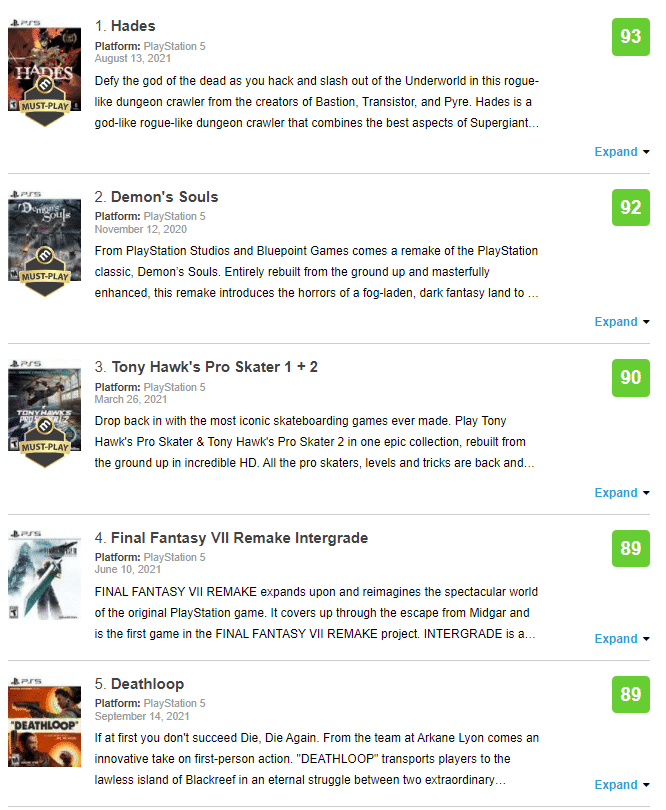 Deathloop entra no Top 10 de jogos mais bem avaliados de PS5, confira a lista