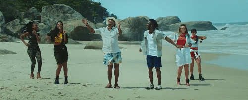 O grupo &Eacute; O Tchan em grava&ccedil;&atilde;o de clipe promocional do jogo Far Cry 6.