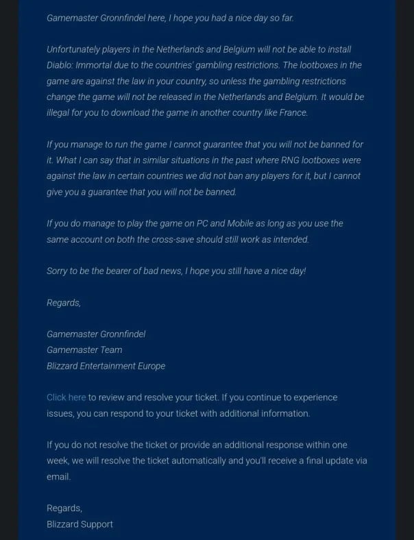 Diablo Immortal &eacute; banido na B&eacute;lgica e na Holanda