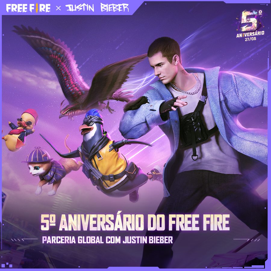 Justin Bieber lan&ccedil;ara musica para o Free Fire
