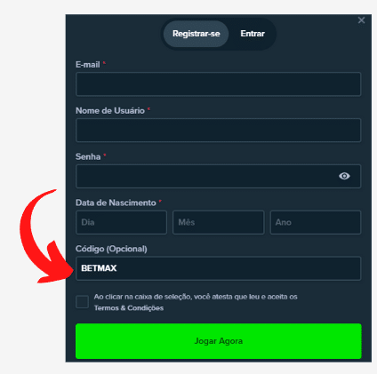 Como se registrar usando o codigo promocional Stake