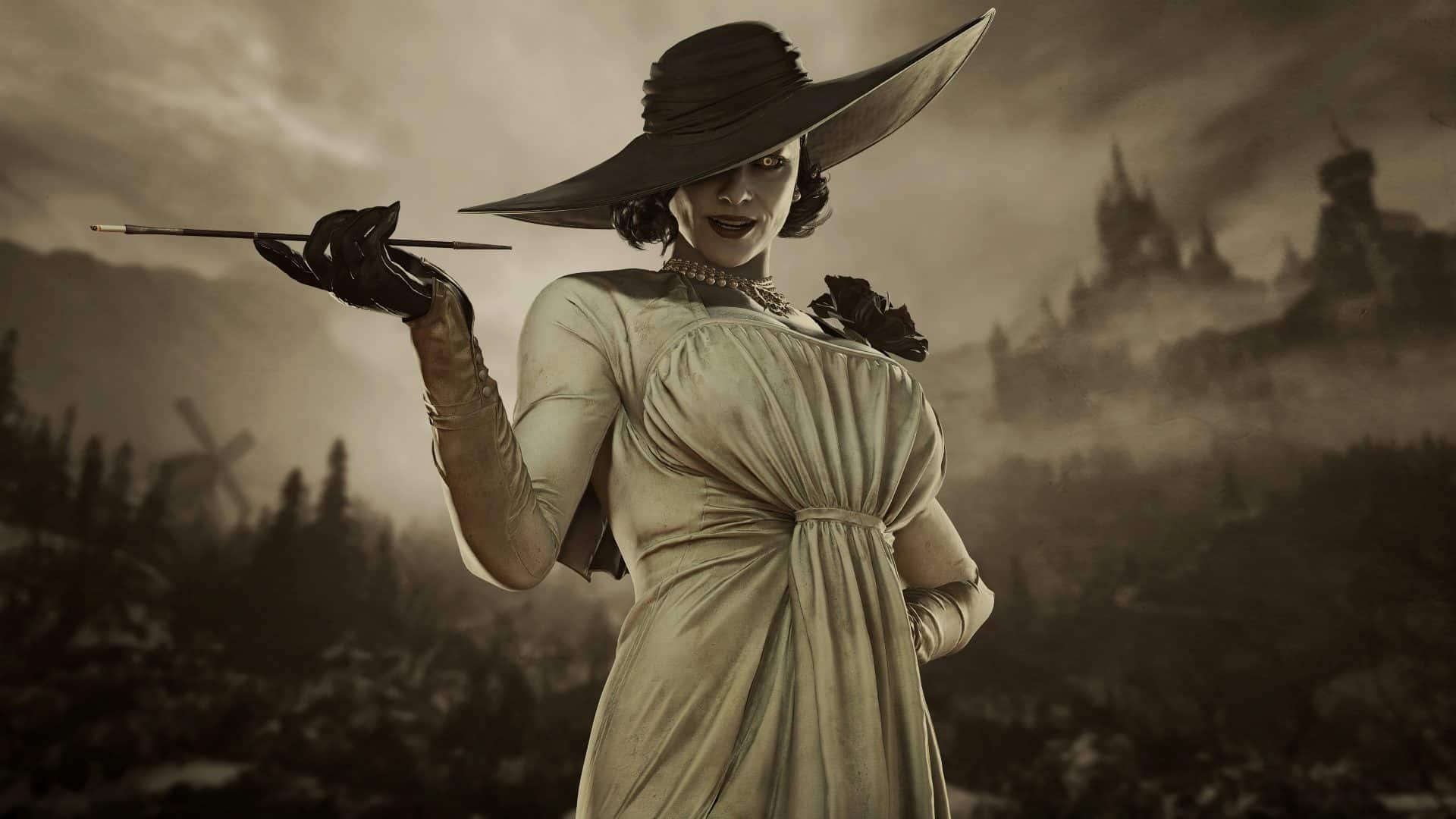 Imagem promocional de Lady Dimitrescu em Resident Evil Village