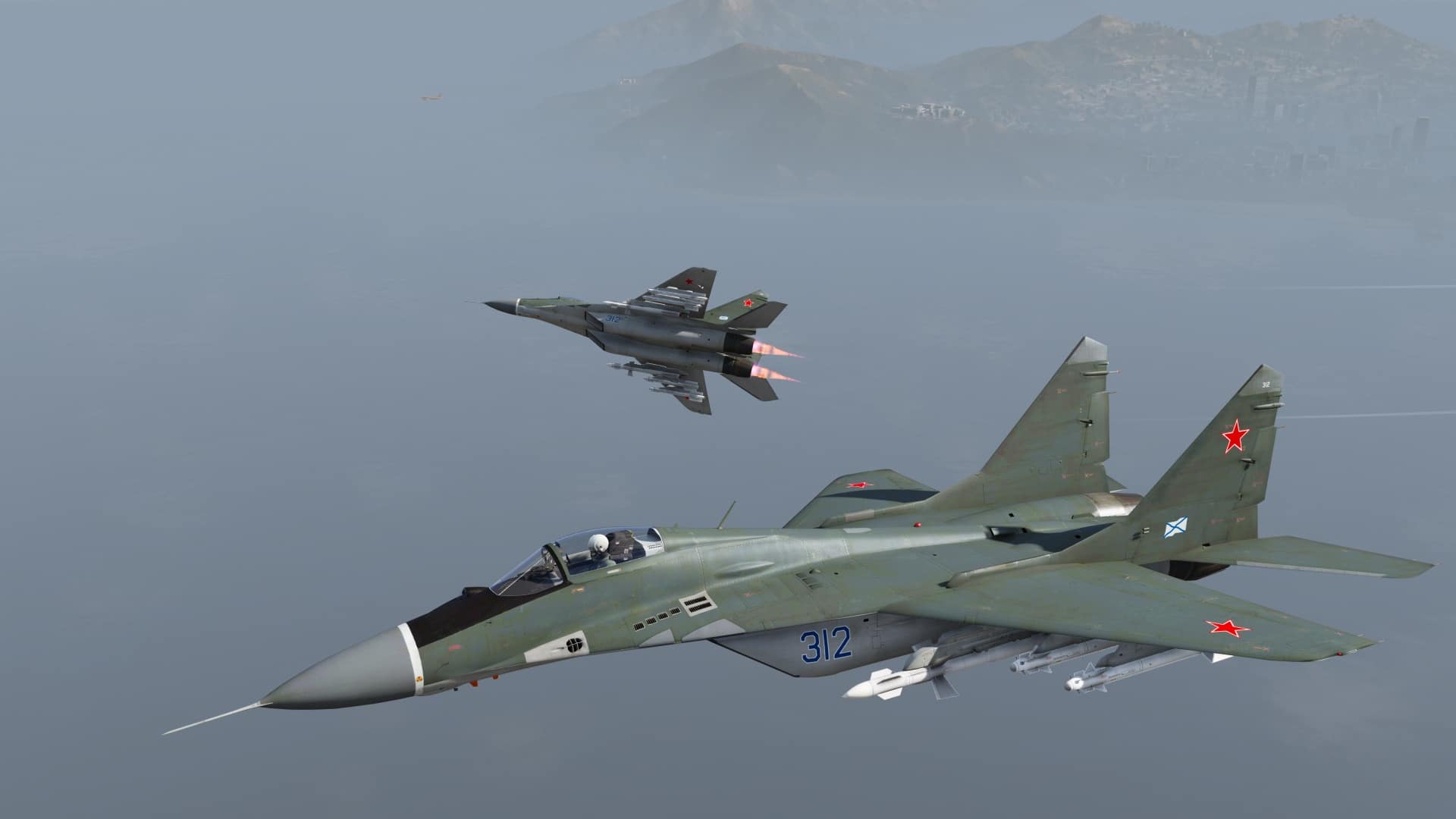 Fotografia de jatos Mig-29A Fulcrum em persegui&ccedil;&atilde;o - mods para GTA 5