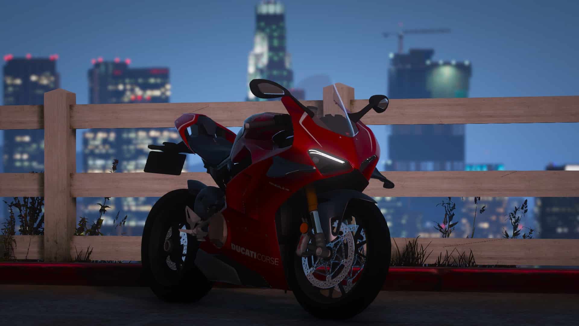 Fotografia da Ducati Panigale no Letreiro de Los Santos - mods para GTA 5