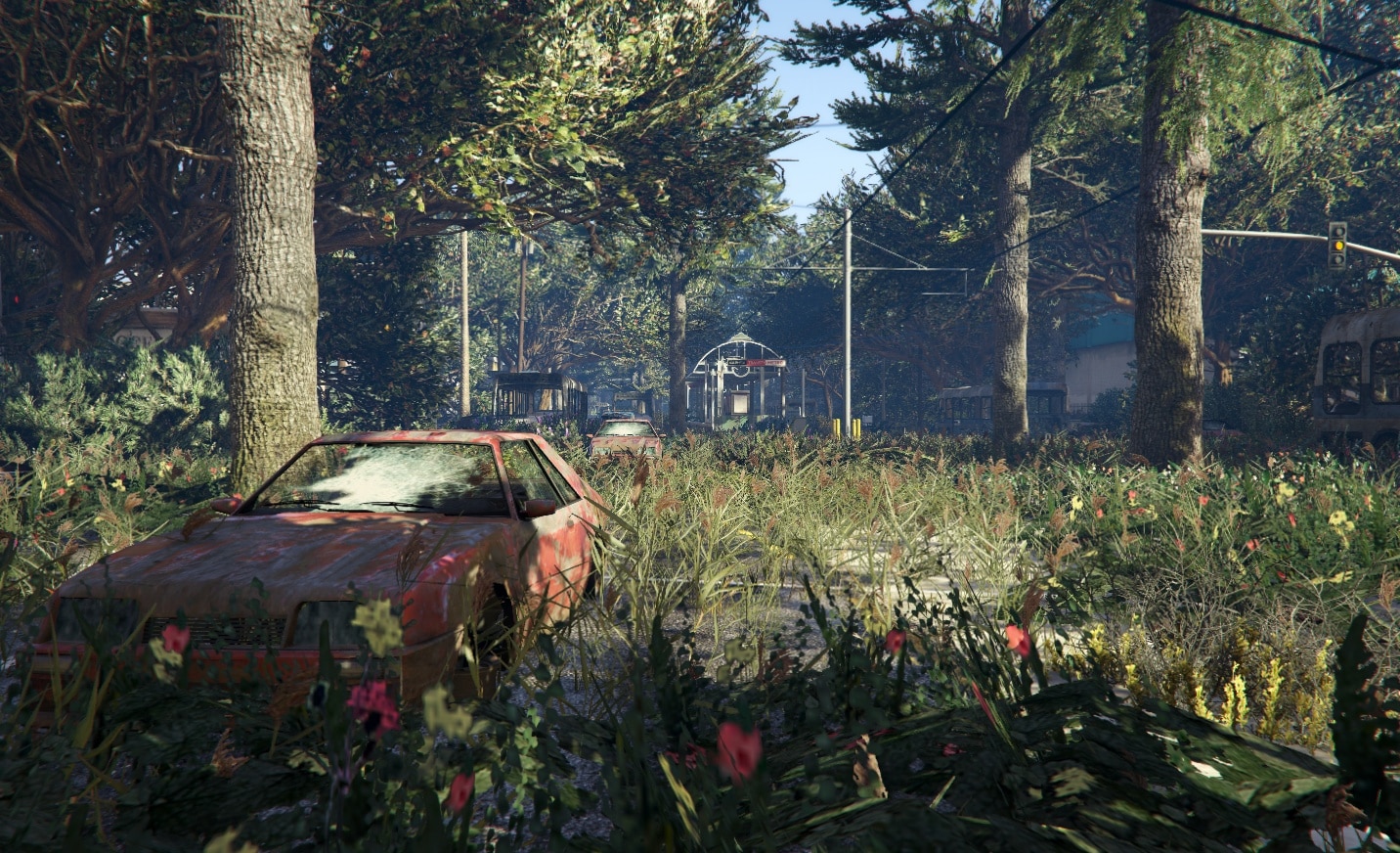 Imagem de um carro abandonado na floresta - mods para GTA 5 