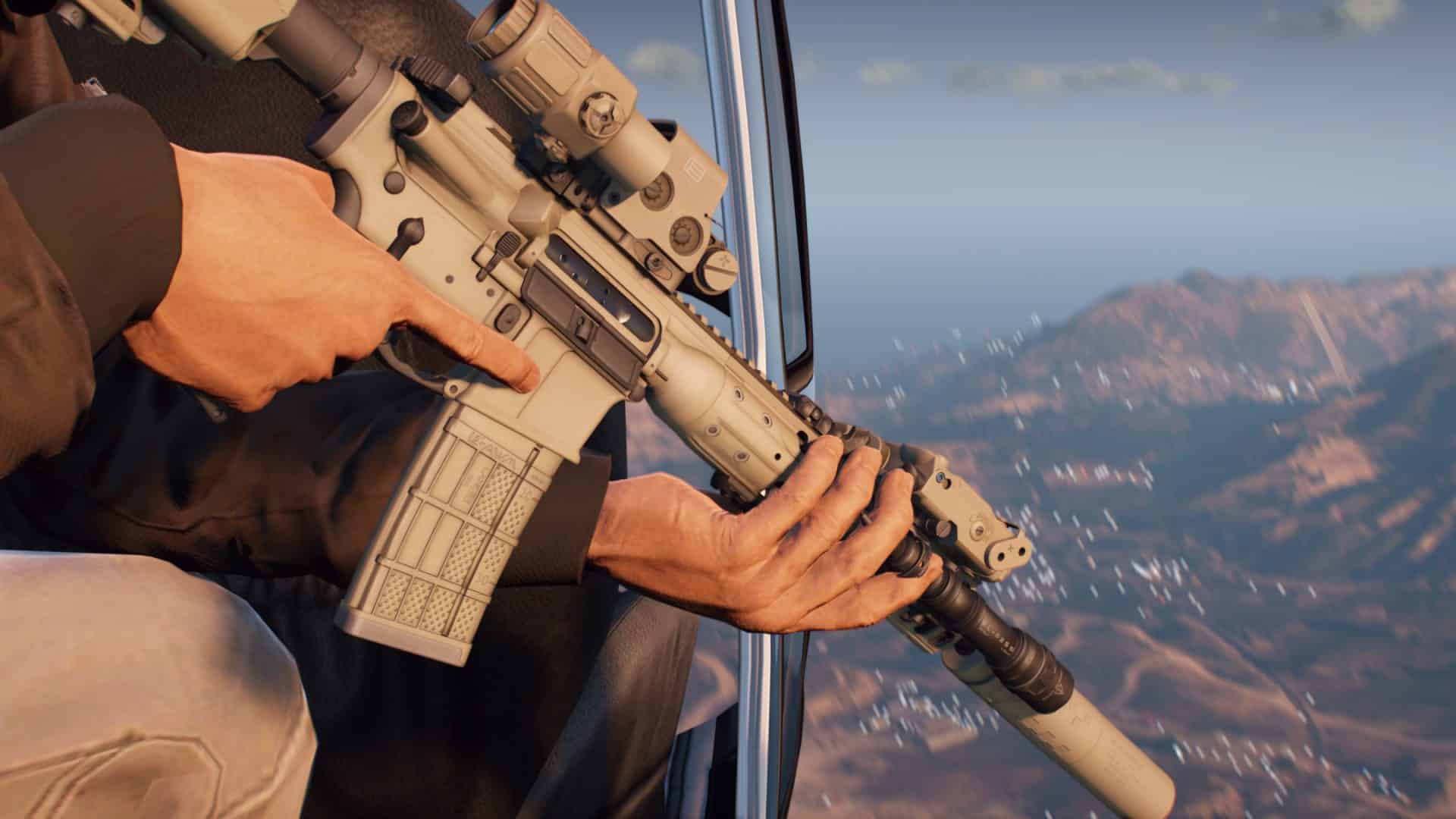 Imagem da arma e seus novos anexos - mods para GTA 5 