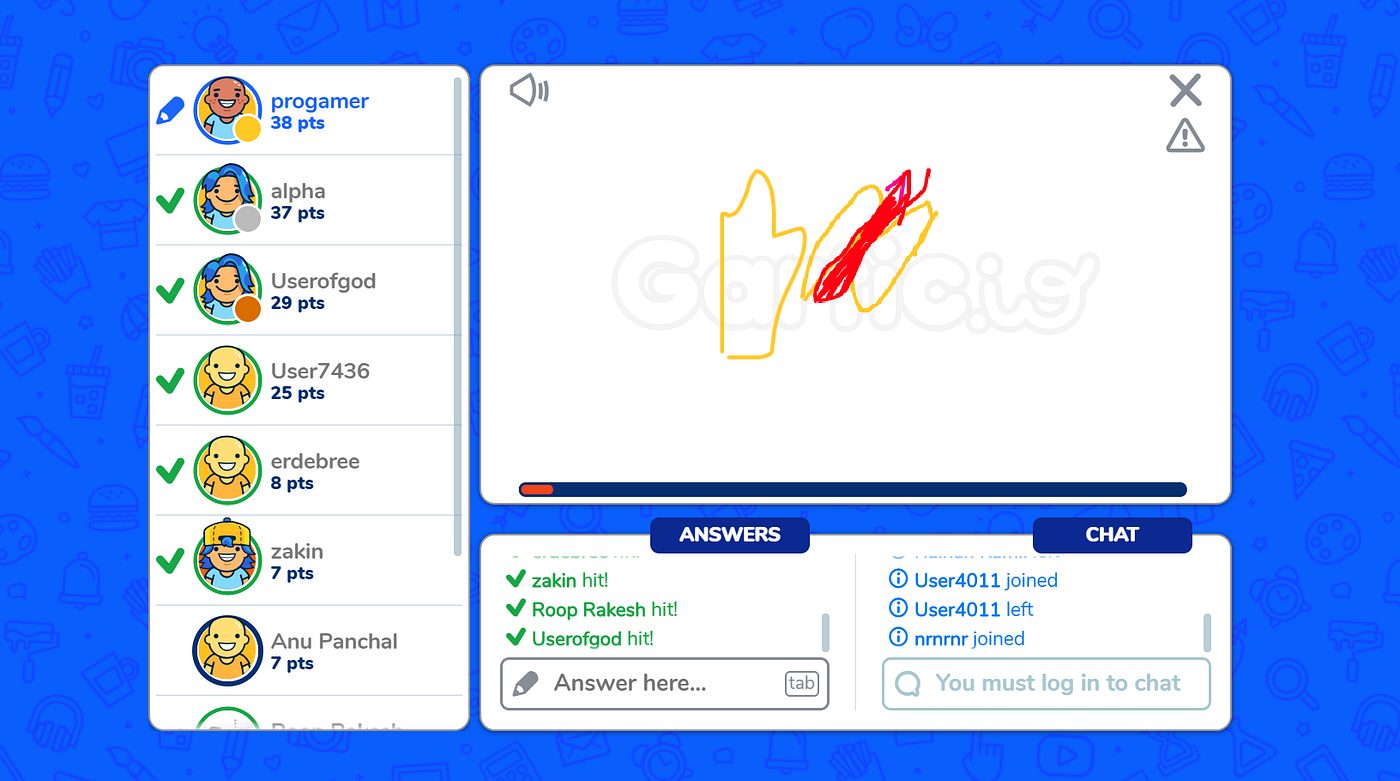 Imagem do jogo Gartic.io lan&ccedil;ado em 7 de Mar&ccedil;o de 2008