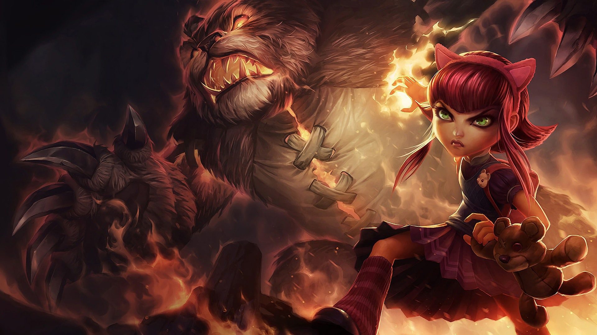 Splash art da campe&atilde; Annie, a Crian&ccedil;a Sombria, do League of Legends