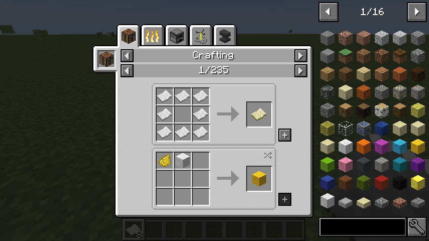 Imagem da nova Interface do invent&aacute;rio do mod Just Enough Items (JEI) - 50 Melhores Mods para Minecraft PC