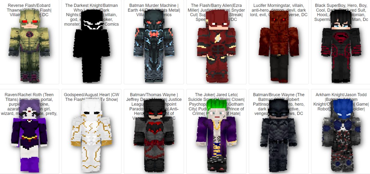 Skins para Minecraft na tem&aacute;tica da DC
