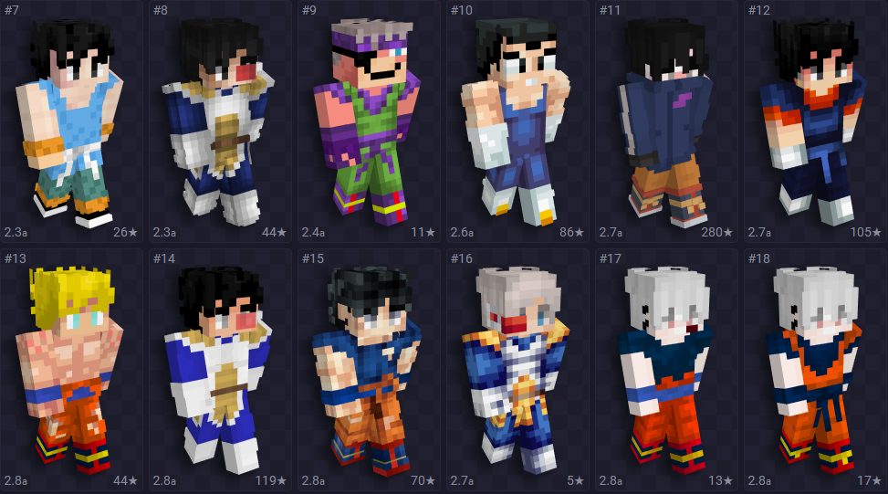 Skins para Minecraft na tem&aacute;tica de Dragon Ball