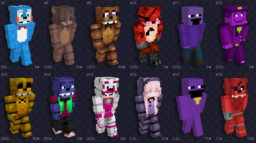 Skins para Minecraft na tem&aacute;tica de Five Nights at Freddy's