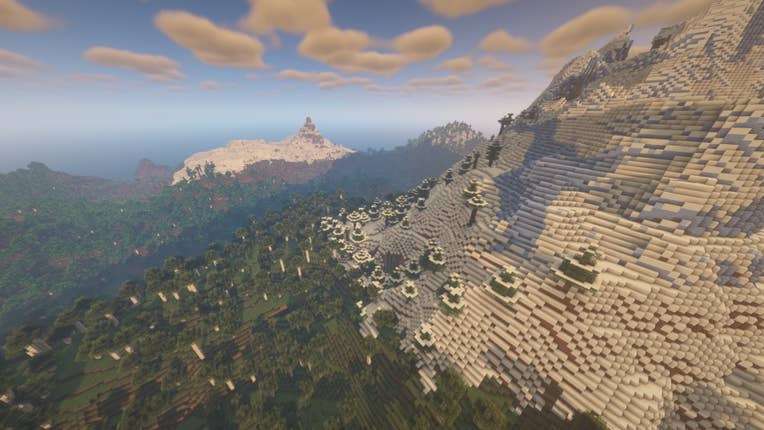 Divis&atilde;o entre os biomas montanha de neve e floresta