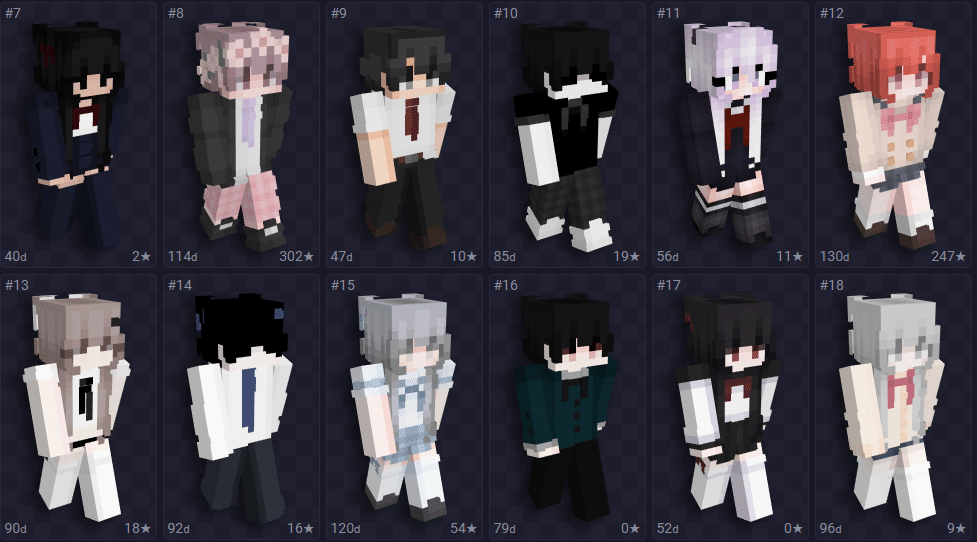 Lista contendo skin de Minecraft feminina na tem&aacute;tica escolar.