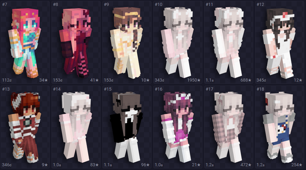 Lista incluindo skin de Minecraft feminina na tem&aacute;tica de princesas.