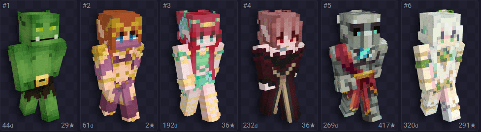 Lista contendo skin de Minecraft feminina na tem&aacute;tica de fantasias.