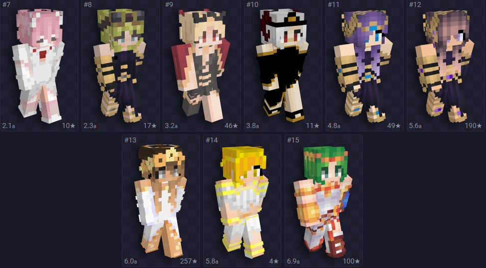 Lista incluindo skin de Minecraft feminina na tem&aacute;tica de deusas.