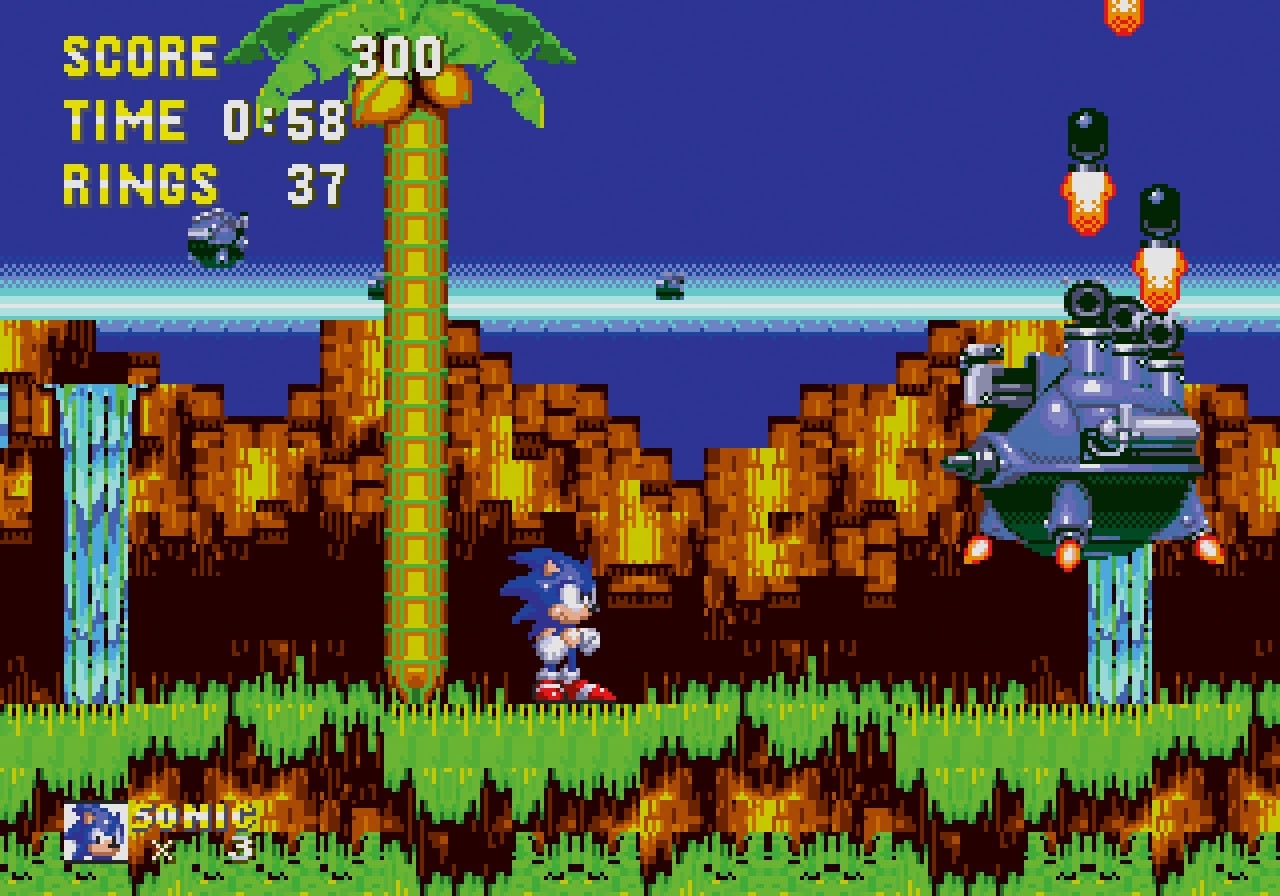 Foto do protagonista Sonic contra o rob&ocirc; voador de Mr. Robotnik. (Divulga&ccedil;&atilde;o / Internet)
