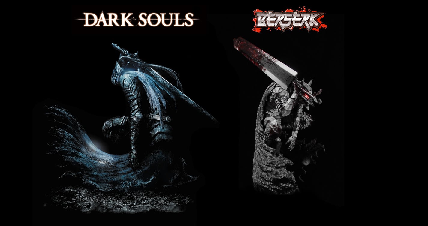 Semelhan&ccedil;a na pose de Artorias e Guts em Dark Souls e "Berserk".