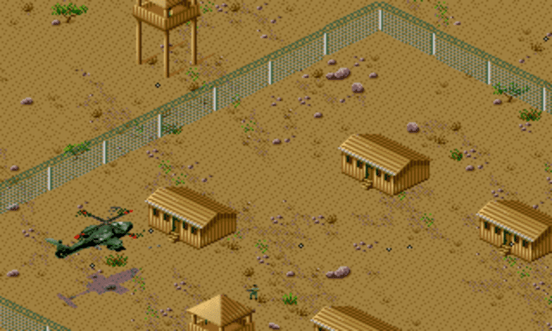Imagem de uma base militar no game "Desert Strike: Return to the Gulf". (Divulga&ccedil;&atilde;o / Internet)
