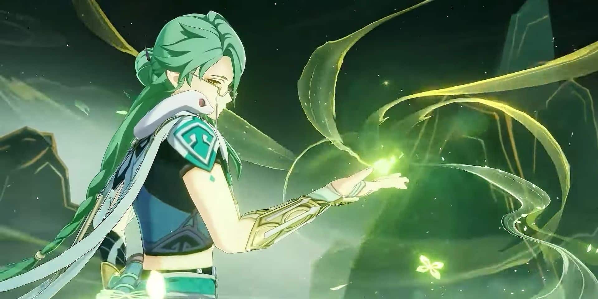 Imagem da "Ultimate" de um dos personagens Dendro - Genshin Impact, Baizhu. (Divulga&ccedil;&atilde;o / Internet)