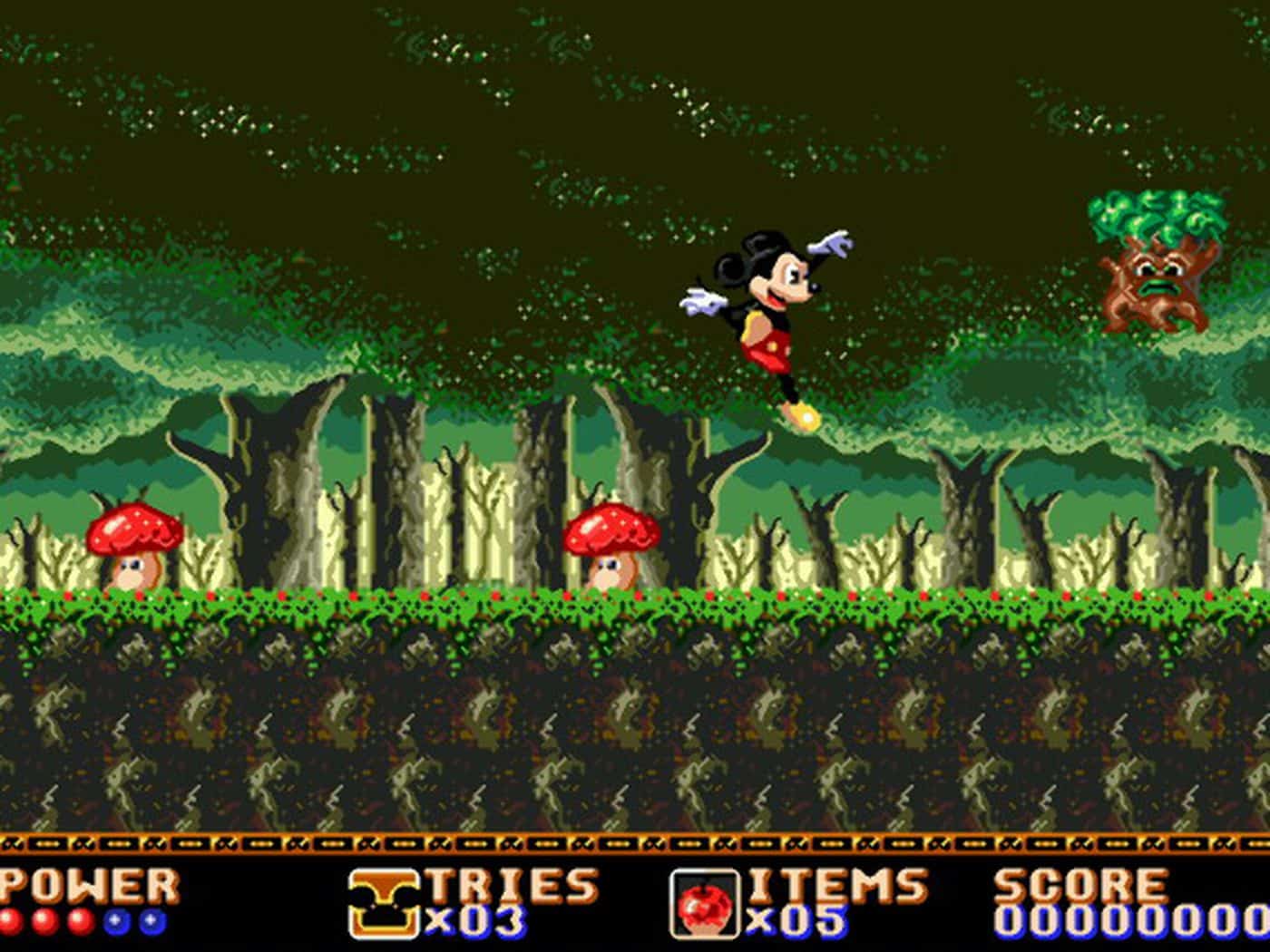 Foto do Mickey Mouse na primeira fase de "Castle of Illusion Starring Mickey Mouse". (Divulga&ccedil;&atilde;o / Internet)