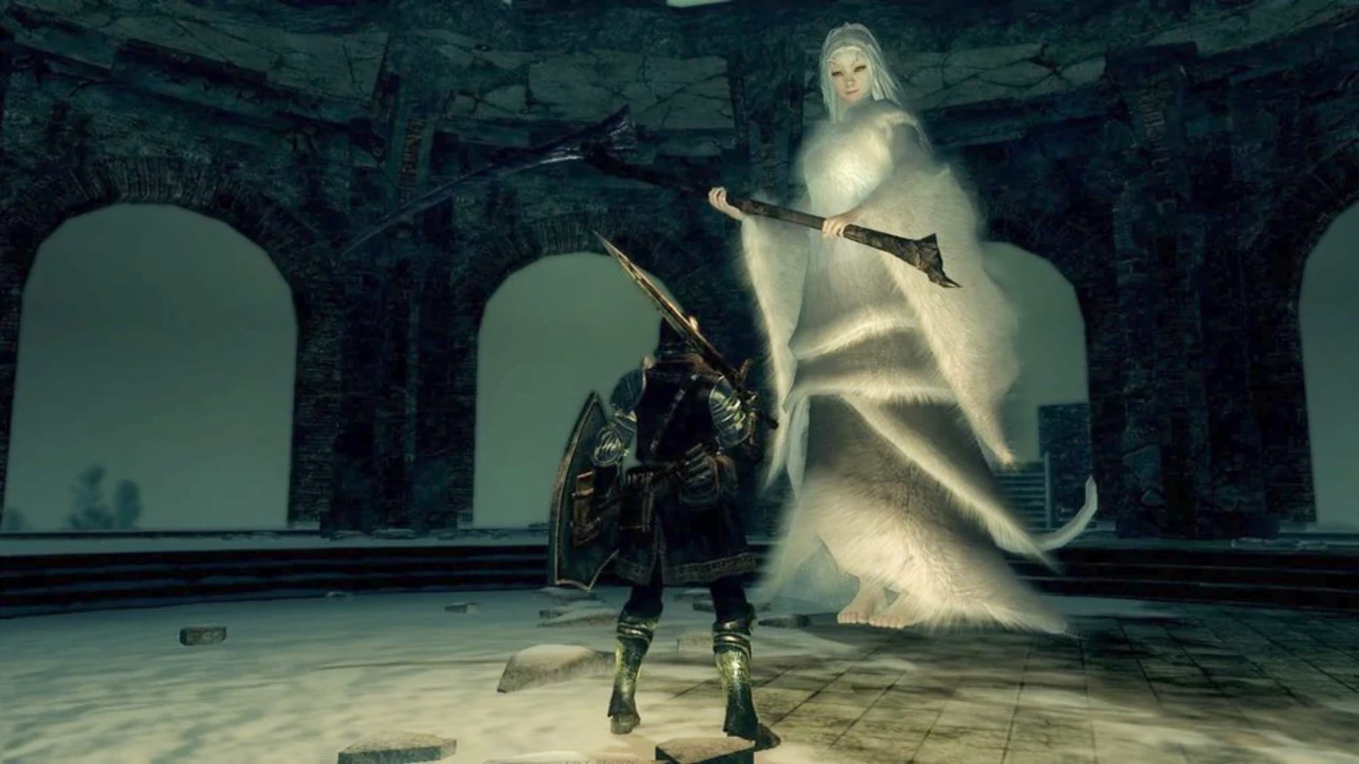 Imagem da personagem Priscilla, a Mesti&ccedil;a, um boss dos bosses de Dark Souls Remastered. (Divulga&ccedil;&atilde;o / Internet)