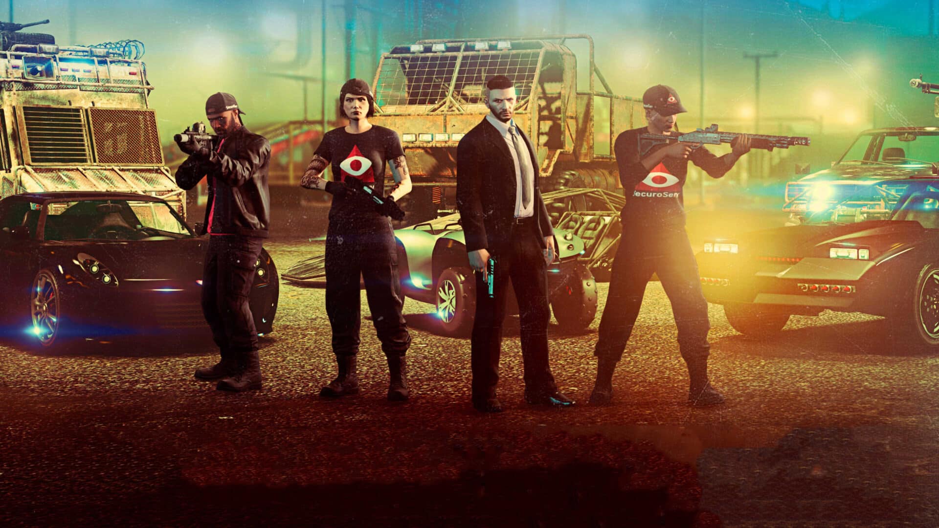 Foto de 4 amigos em GTA 5 Online. (Divulga&ccedil;&atilde;o / Rockstar Games)