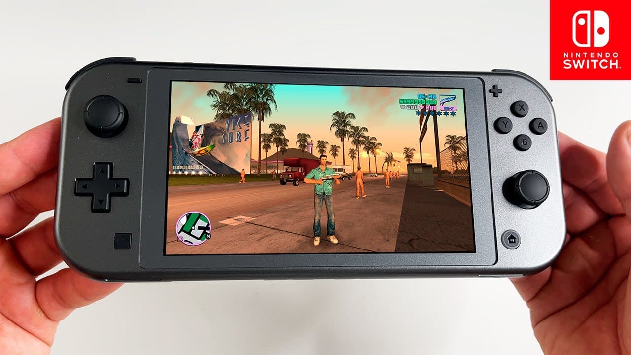 Imagem ilustrativa de GTA Vice City sendo jogado no Nintendo Switch. (Divulga&ccedil;&atilde;o / Internet)