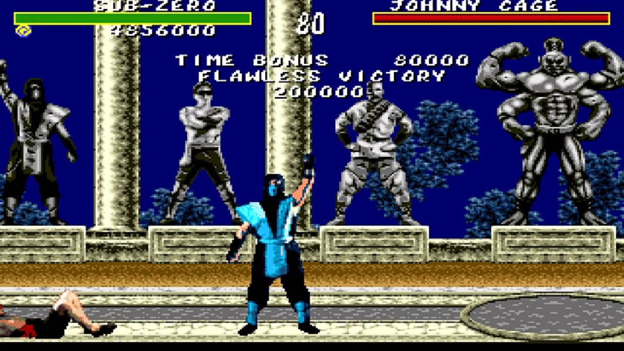 Imagem da vit&oacute;ria de Sub-Zero contra Johnny Cage em Mortal Kombat. (Divulga&ccedil;&atilde;o / Internet)