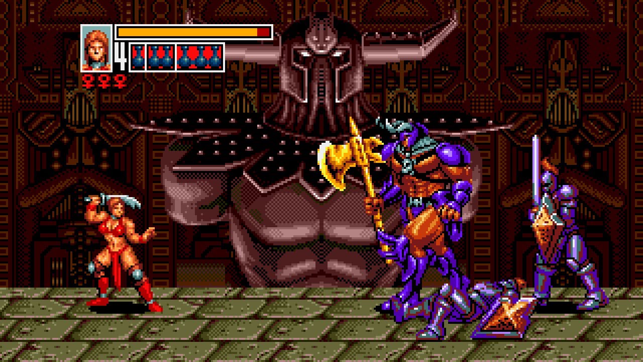 Foto da luta de Tyris Flare contra o boss final de Golden Axe III. (Divulga&ccedil;&atilde;o / Internet)