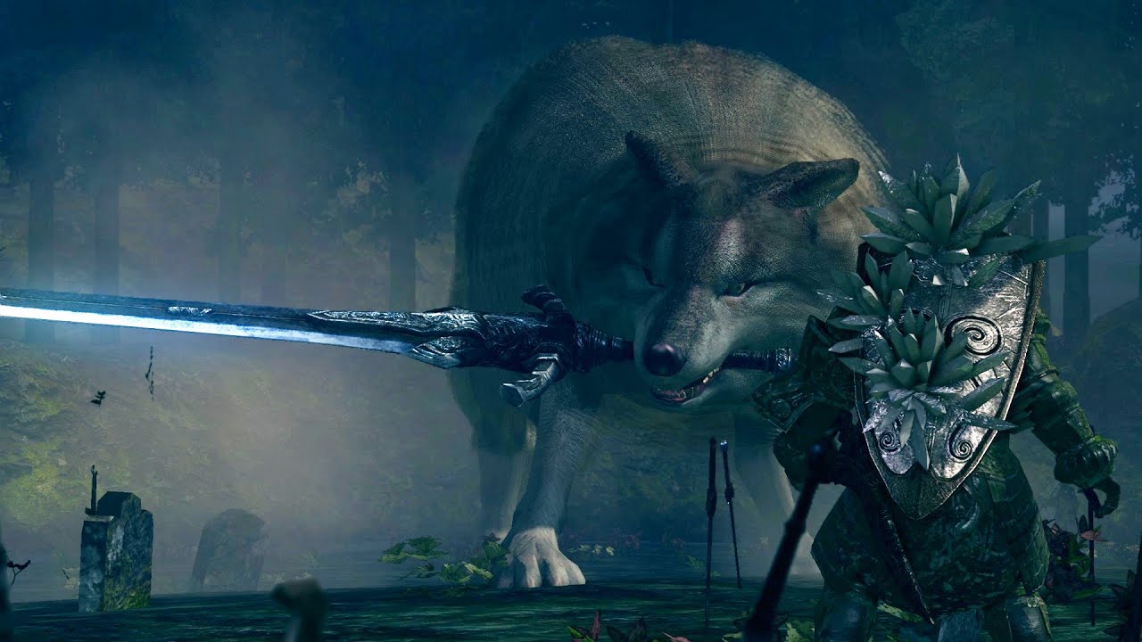 Imagem do Grande Lobo Cinzento, Sif, um boss cativante na hist&oacute;ria de Dark Souls. (Divulga&ccedil;&atilde;o / Internet)