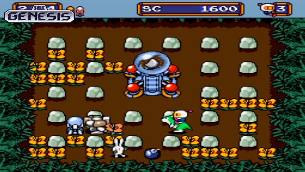 Imagem de uma das fases de Mega Bomberman para Mega Drive. Divulga&ccedil;&atilde;o / Internet)
