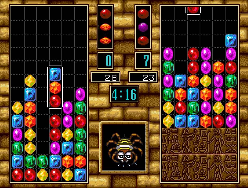 Imagem do jogo "Columns III: Revenge of Columns" e seu modo de dois jogadores. (Divulga&ccedil;&atilde;o / Internet)