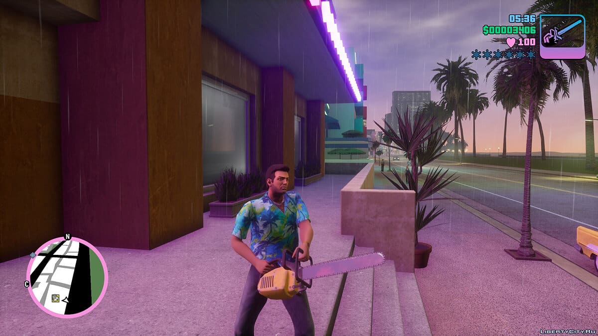 Foto de Tommy Vercetti em seu hotel no jogo GTA Vice City Definitive Edition. (Divulga&ccedil;&atilde;o / Internet)