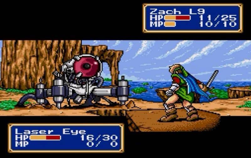 Foto da batalha entre o protagonista e o inimigo "Laser Eye" em Shining Force. (Divulga&ccedil;&atilde;o / Internet)