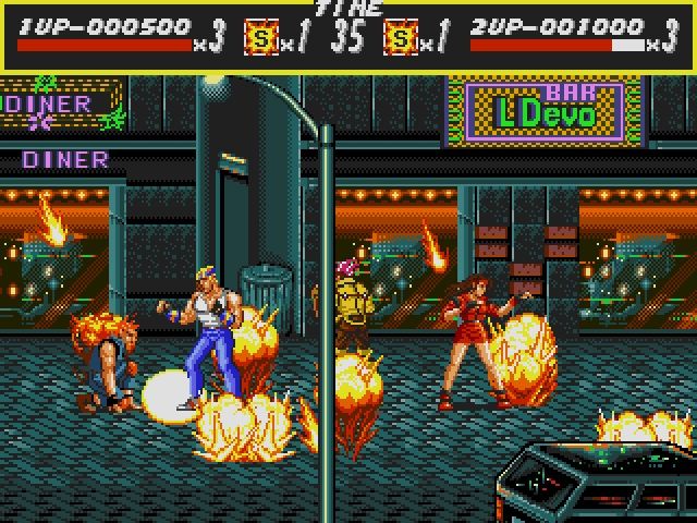 Captura de tela da fase "City Street" de Streets of Rage 1. (Divulga&ccedil;&atilde;o / Internet)