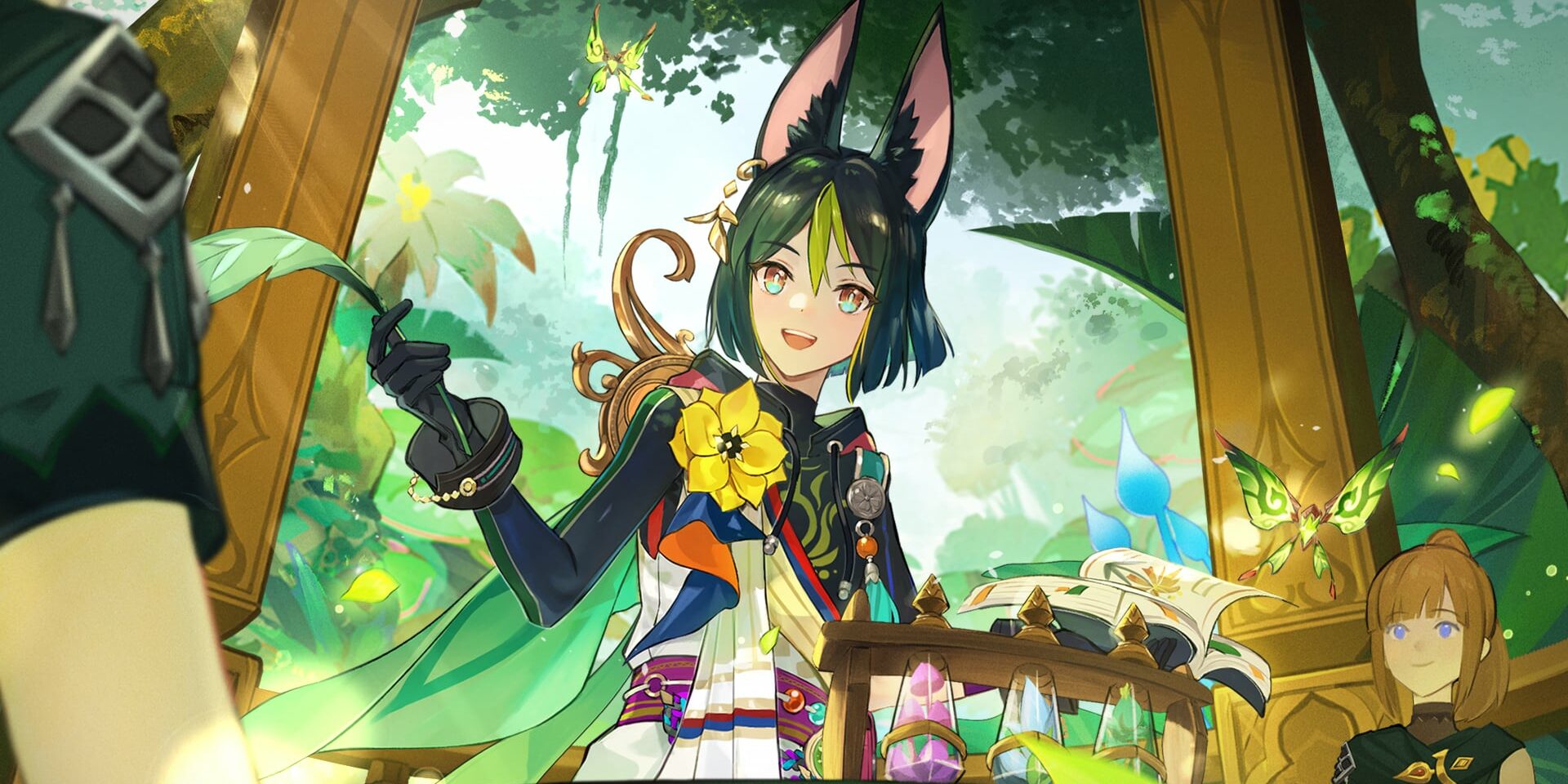 Arte do personagem Dendro - Genshin Impact, Tighnari. (Divulga&ccedil;&atilde;o / Internet)