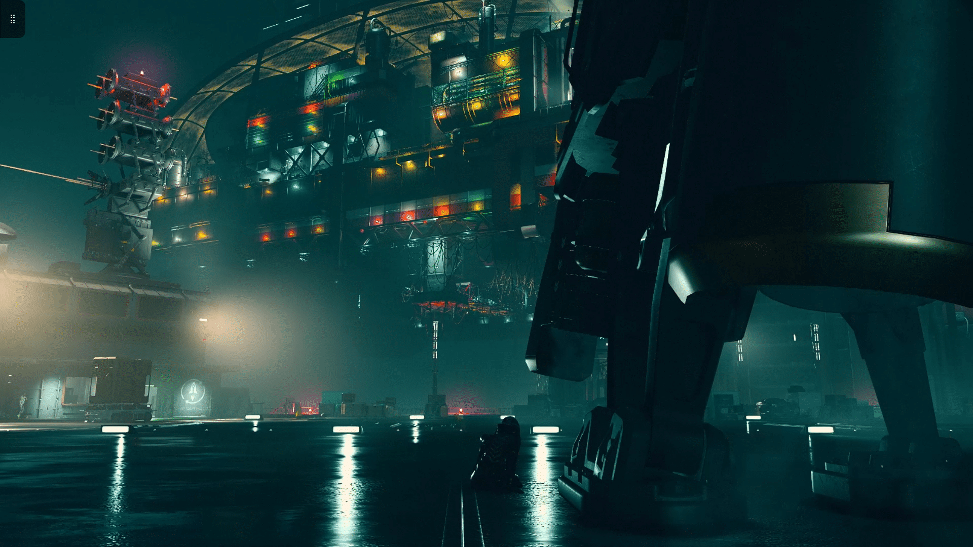 Ao lado da Nave com Aurora em Neon, Starfield