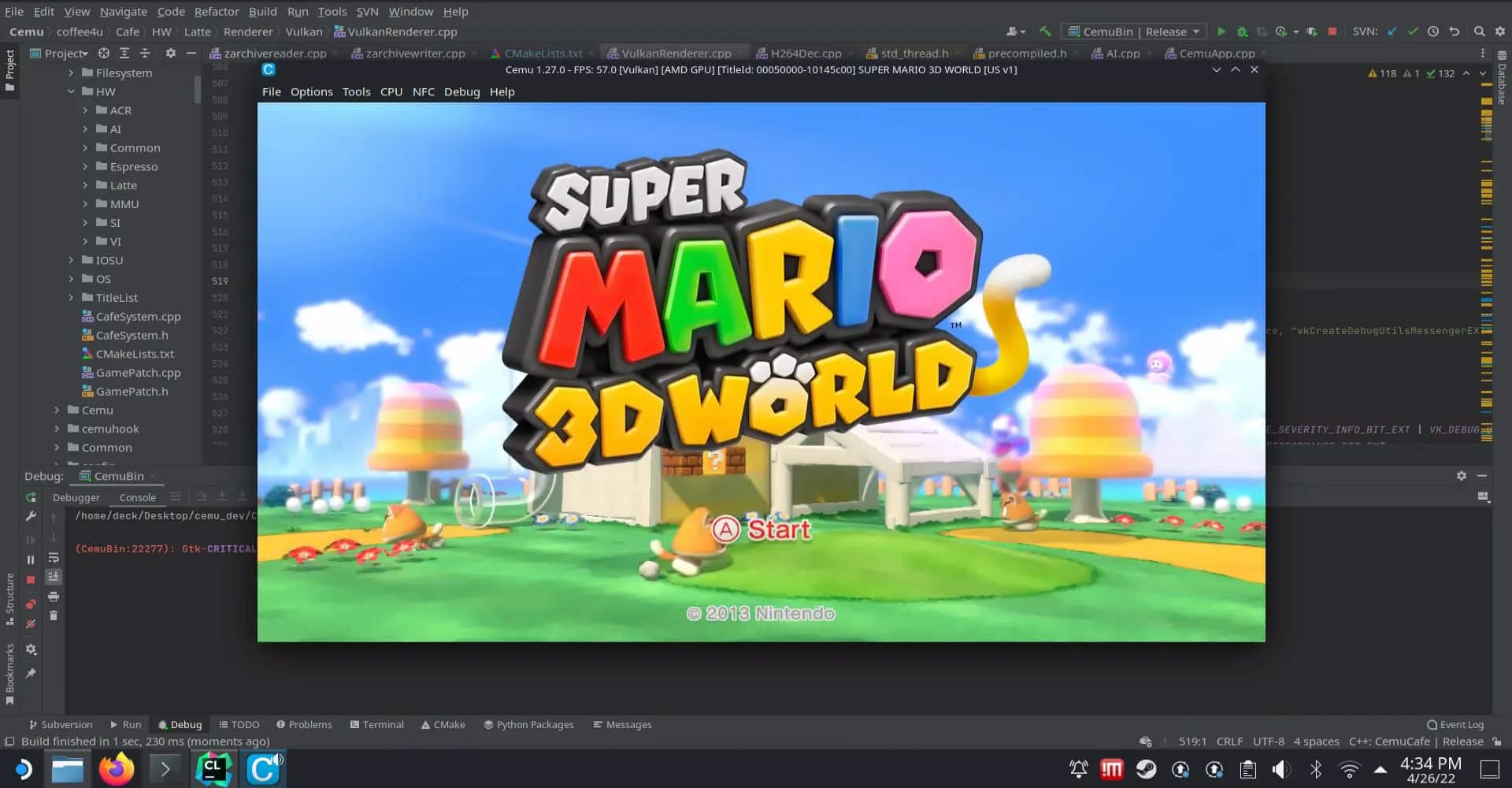 Interface do CEMU no SteamOS
