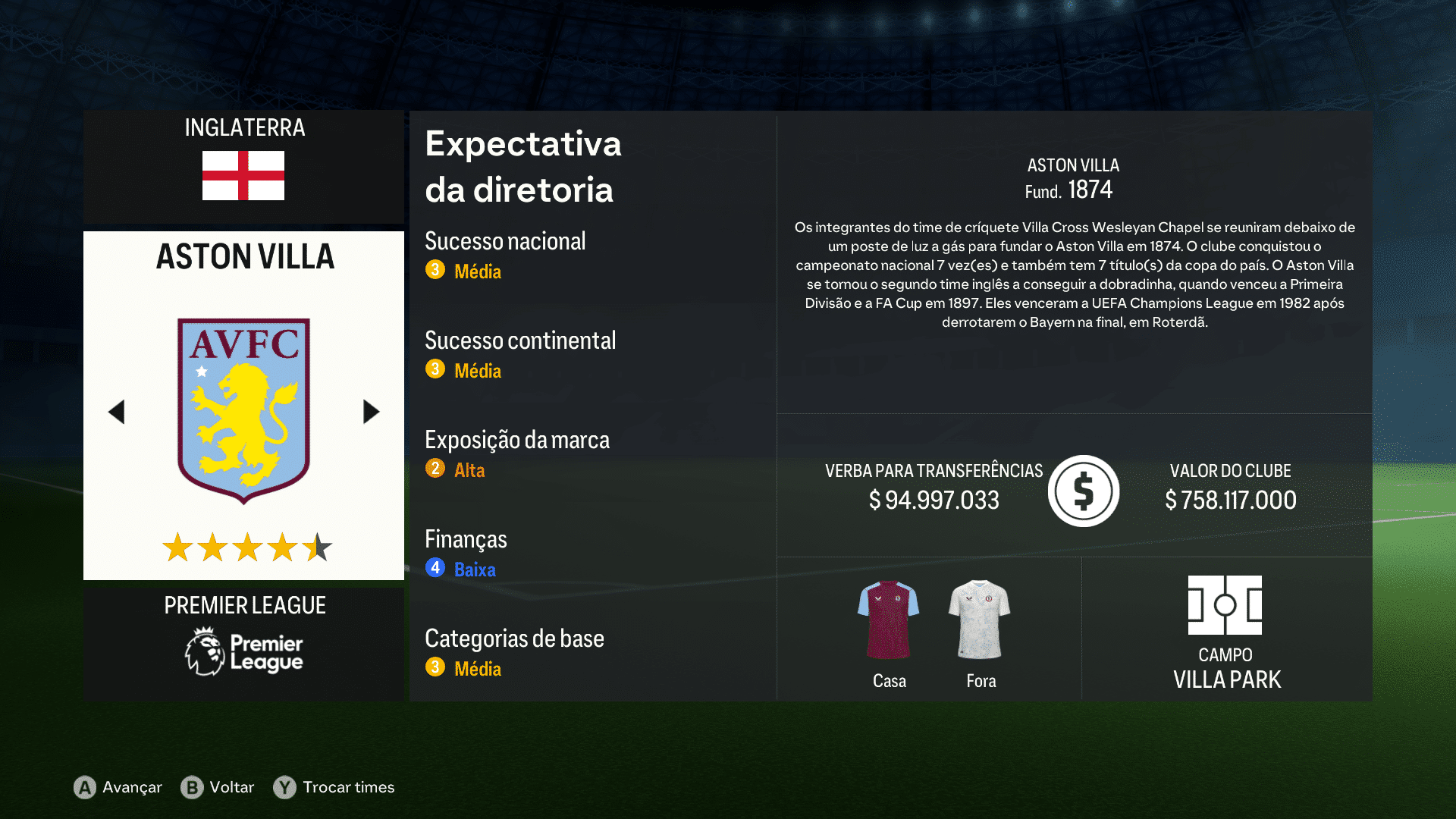 Print do Aston Villa em FC 24