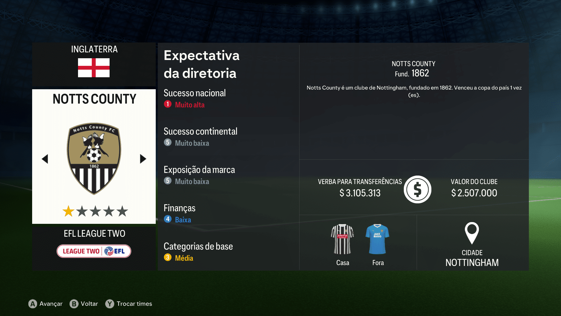 Print do Notts County em FC 24