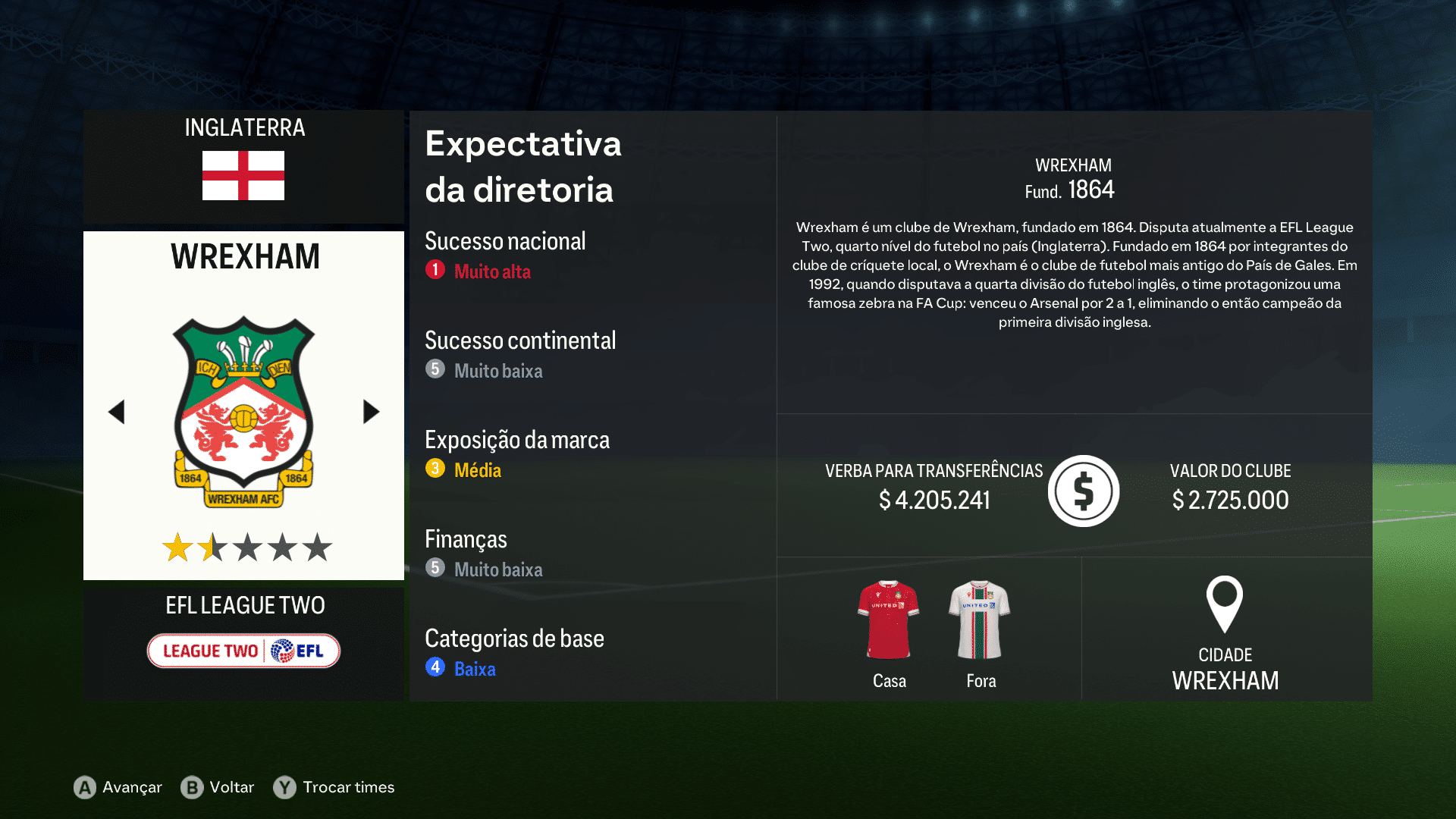 Print do Wrexham em FC 24