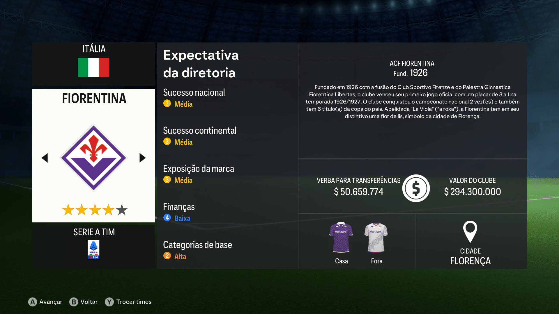 Print do Fiorentina em FC 24